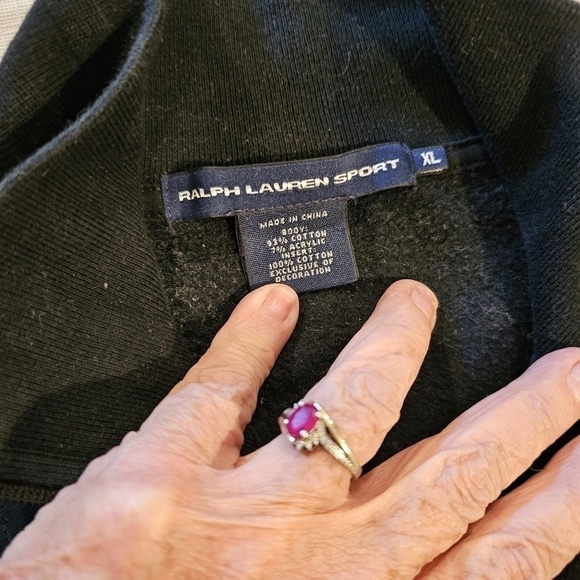 Ralph Lauren Sport black cotton zip cardigan sz M XL - Picture 6 of 15